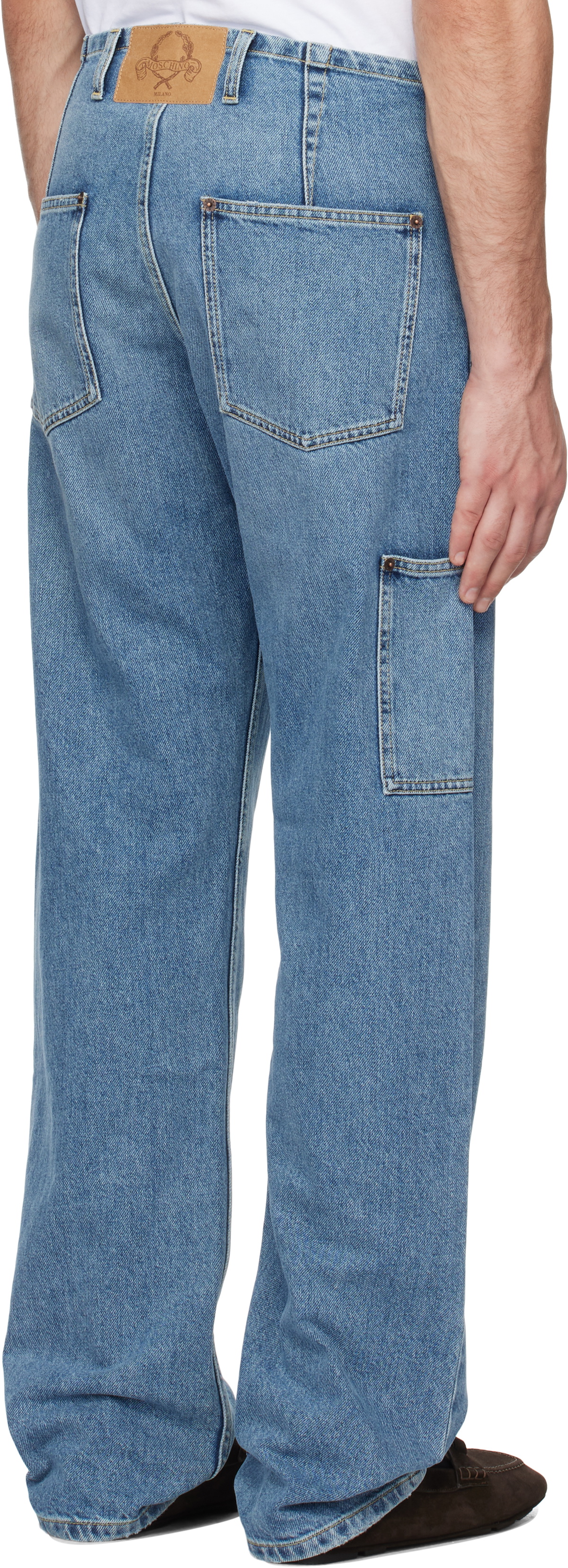 Moschino Blue Laurel Crown Emblem Jeans