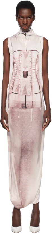 Photo: Jean Paul Gaultier White & Pink 'The Draped Trompe-L'œil Corset' Maxi Dress