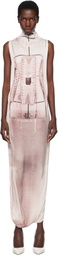 Jean Paul Gaultier White & Pink 'The Draped Trompe-L'œil Corset' Maxi Dress