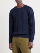 Beams Plus - Cable-Knit Cotton Sweater - Blue