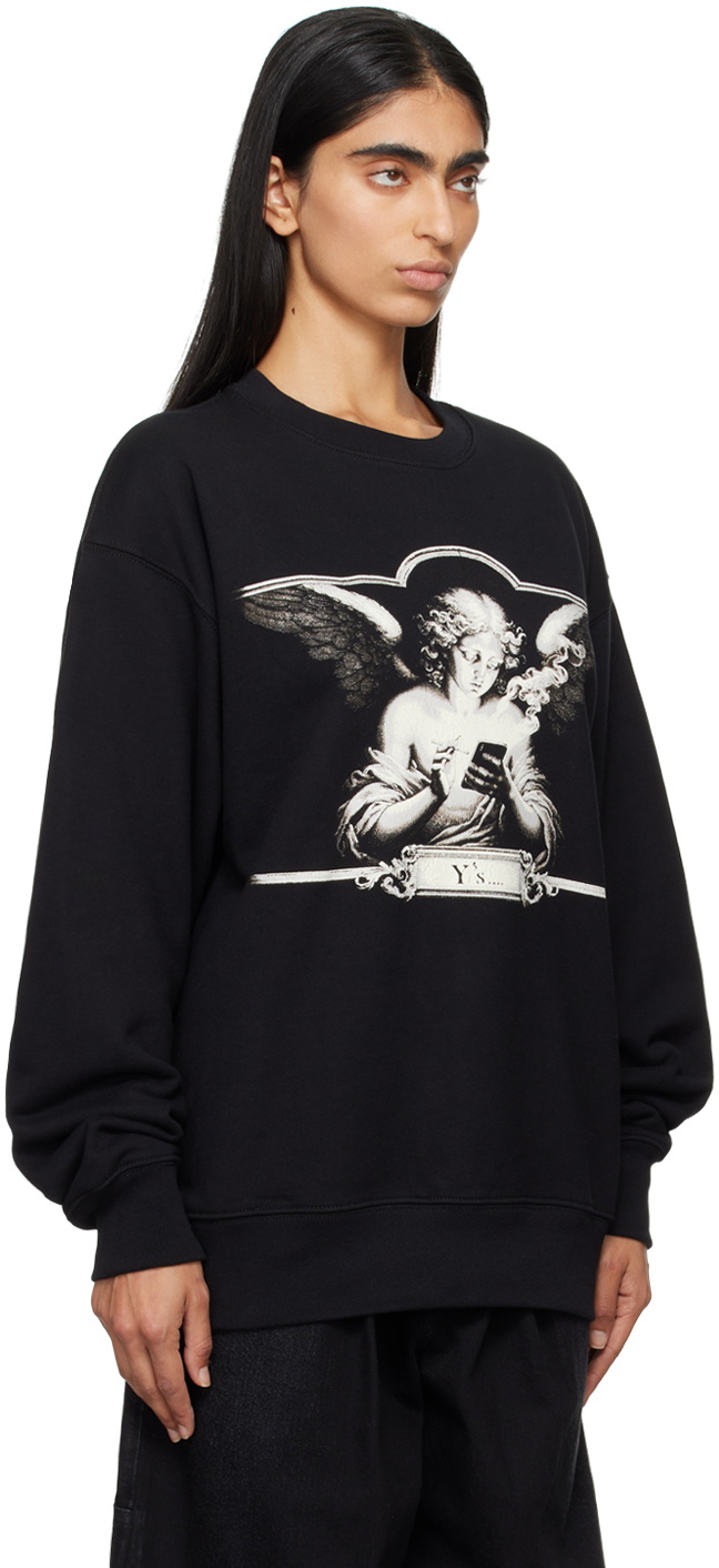 Y's Black Angel Printed Sweatshirt