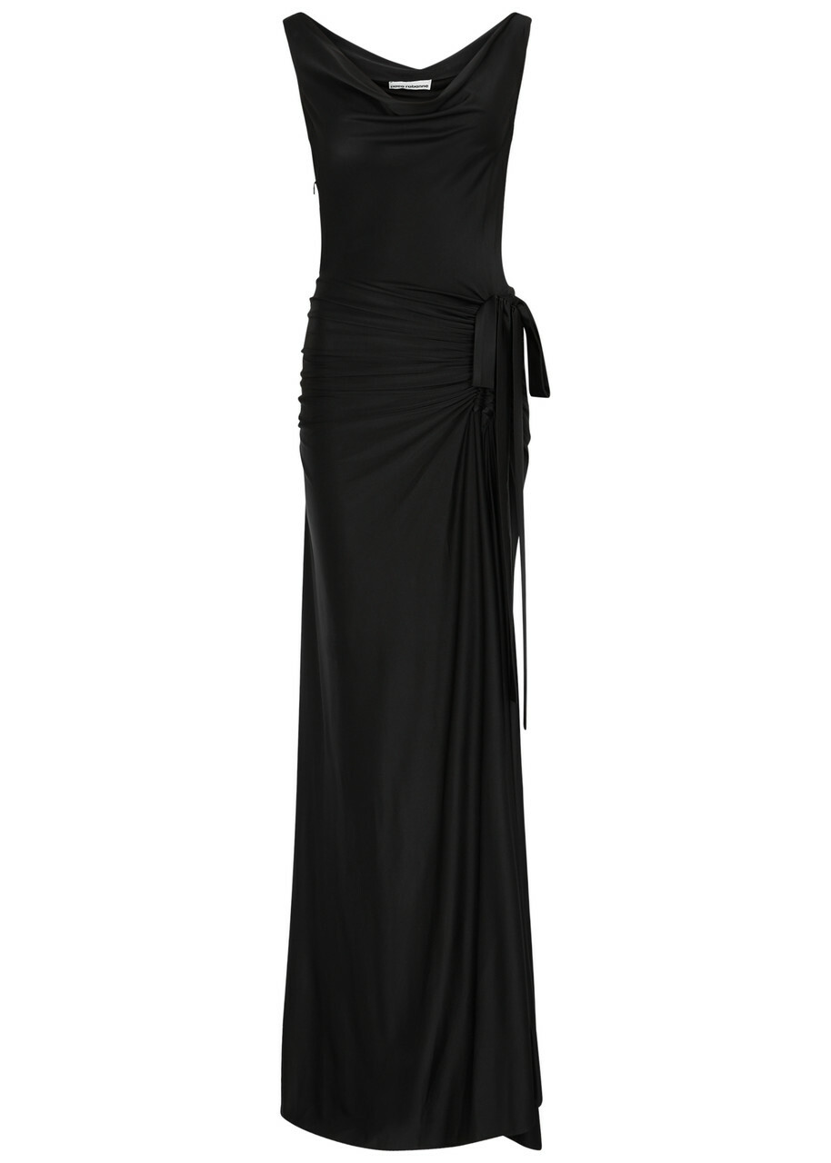 Rabanne Draped Stretch-jersey Gown Black Paco Rabanne