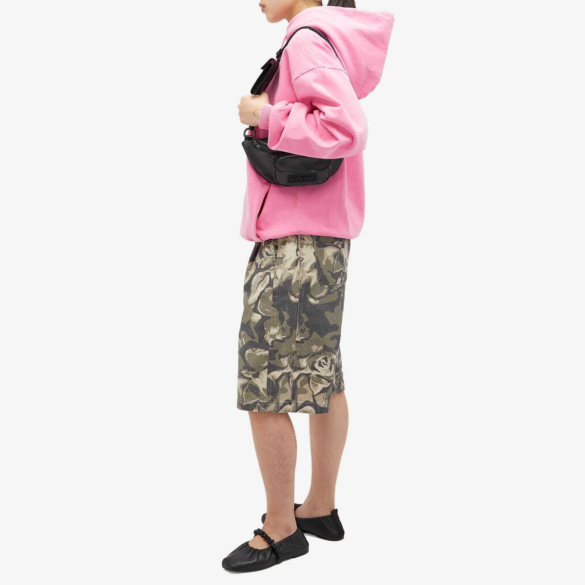 パンツ [OPEN YY] CAMO CARGO MIDI SHORTS, KHAKI OPEN YY Women's Camo Cargo Midi Shorts in Khaki OPEN YY
