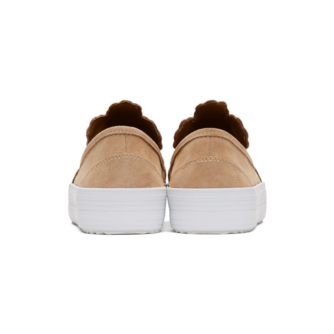 See by Chloe Pink Suede Flower Cut-Out Slip-On Sneakers See