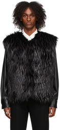 We11done Black Faux-Fur Vest