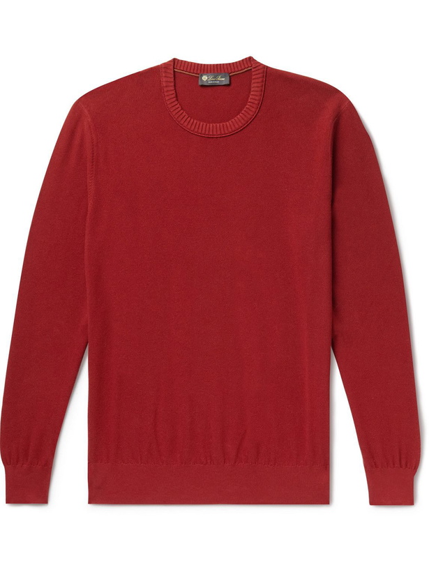 Photo: Loro Piana - Slim-Fit Cotton and Silk-Blend Sweater - Burgundy