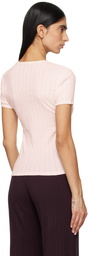 LESET Pink Pointelle Slim Fit T-shirt