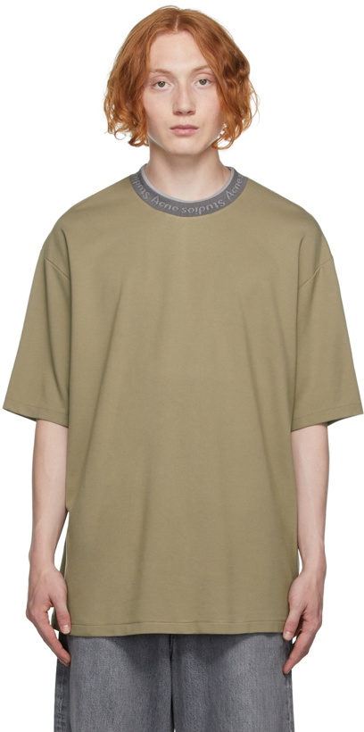 Photo: Acne Studios Beige Logo Collar T-Shirt