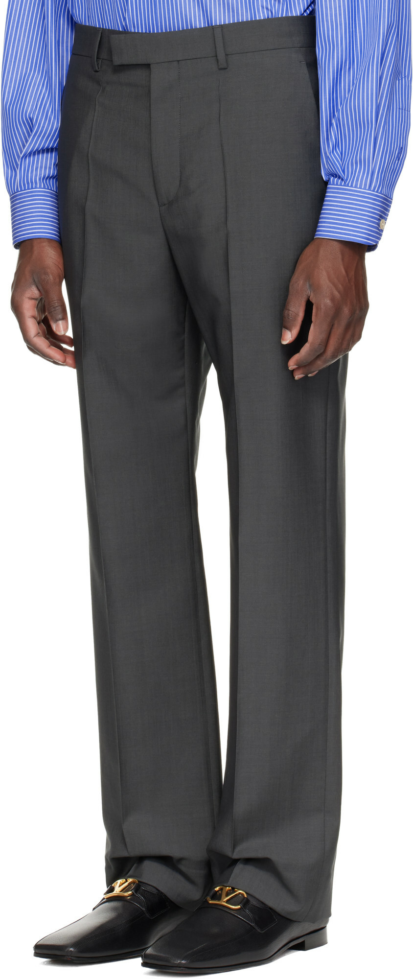 Valentino Gray Wool Trousers