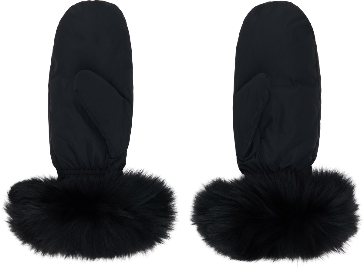 Yves Salomon Black Fox Fur & Down Mittens