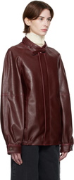 MM6 Maison Margiela Burgundy Sports Faux-Leather Jacket