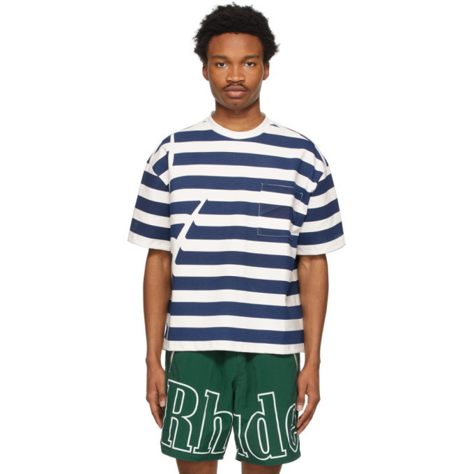 Photo: Rhude Navy Stripe Ponte Roma T-Shirt