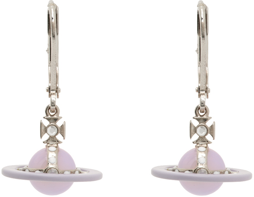 Vivienne Westwood Silver & Pink Petite Original Orb Earrings