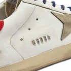 Golden Goose Men's Super-Star Leather Metal Logo Sneakers in White/Ice/Seedpearl/Red