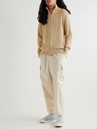 Pop Trading Company - Logo-Embroidered Ribbed Cotton Zip-Up Cardigan - Neutrals