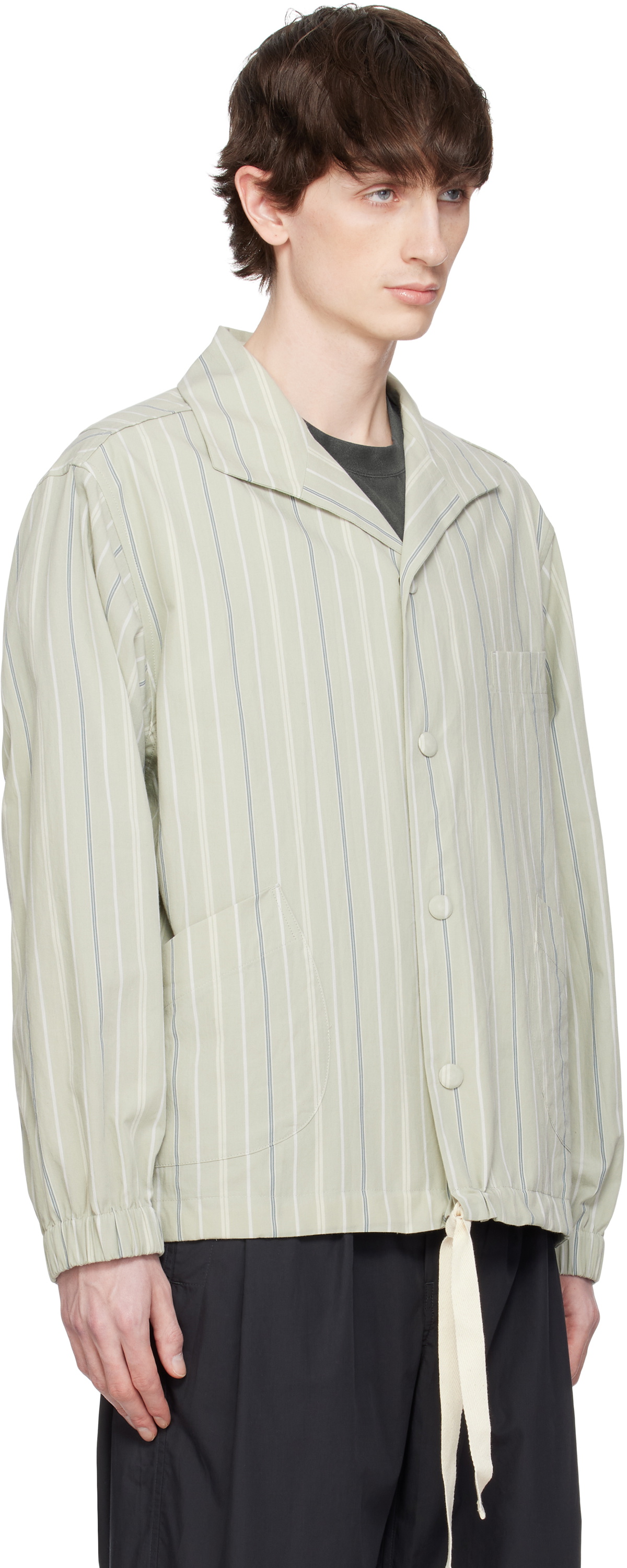 DOCUMENT Khaki Cotton Striped Coach Jacket