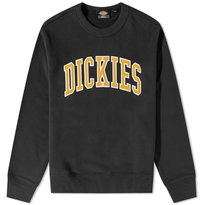 Photo: Dickies Men's Aitkin College Logo Crew Sweat in Black Yellow