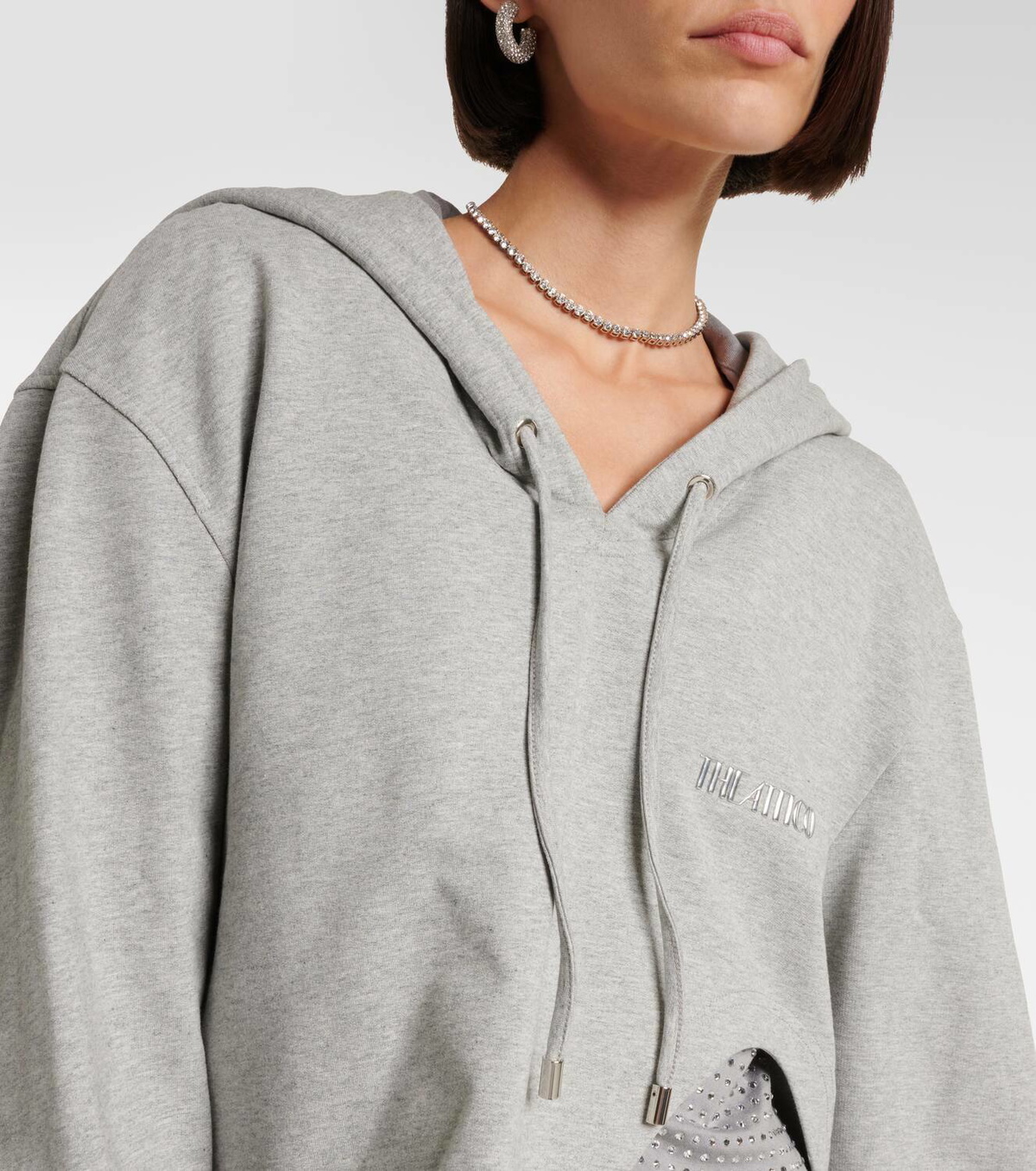 The Attico Asymmetric cotton-blend jersey hoodie