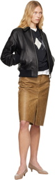 AMI Paris Black Zipped Leather Jacket