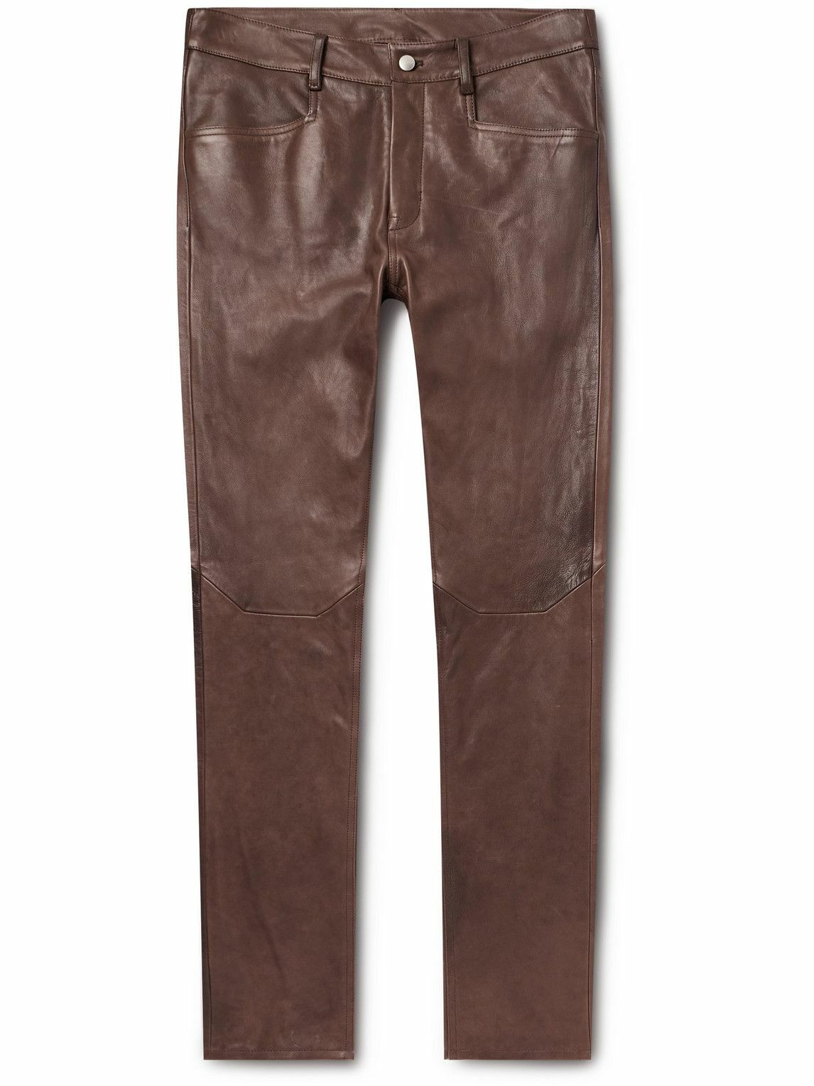 Rick Owens - Tyrone Skinny-Fit Leather Trousers - Brown Rick Owens