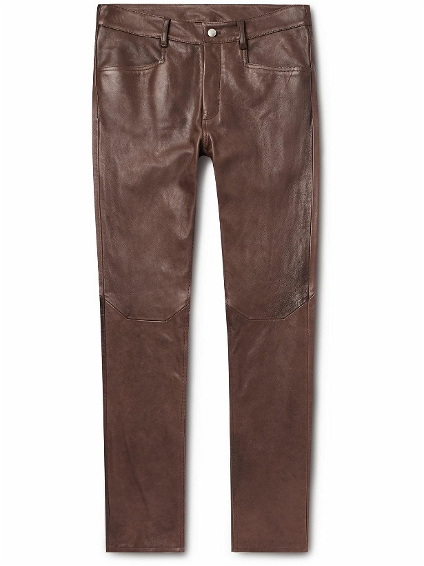 Photo: Rick Owens - Tyrone Skinny-Fit Leather Trousers - Brown