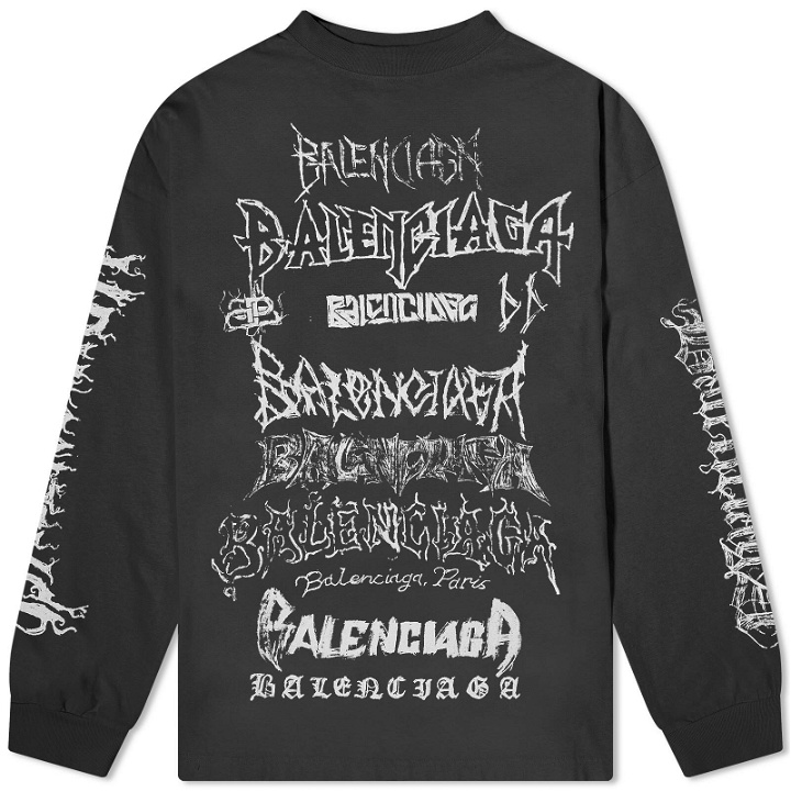Photo: Balenciaga Men's Metal Logo Long Sleeve T-Shirt in Faded Black/White
