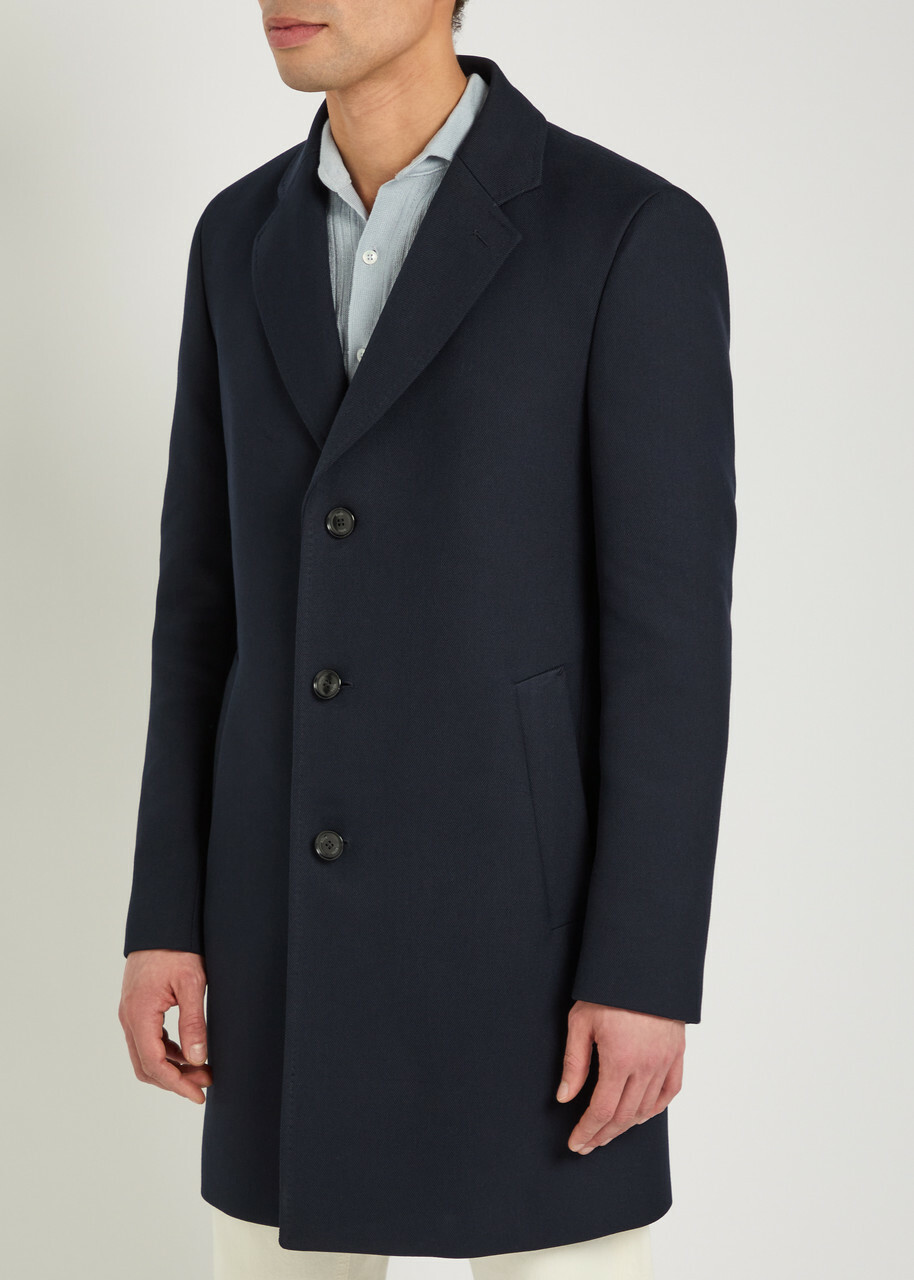Boss Layered Cotton-blend Coat Navy