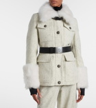 Moncler Grenoble Devez belted shearling-trimmed virgin wool down ski jacket