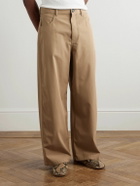 LOEWE - Carpenter Straight-Leg Leather-Trimmed Cotton-Twill Trousers - Neutrals