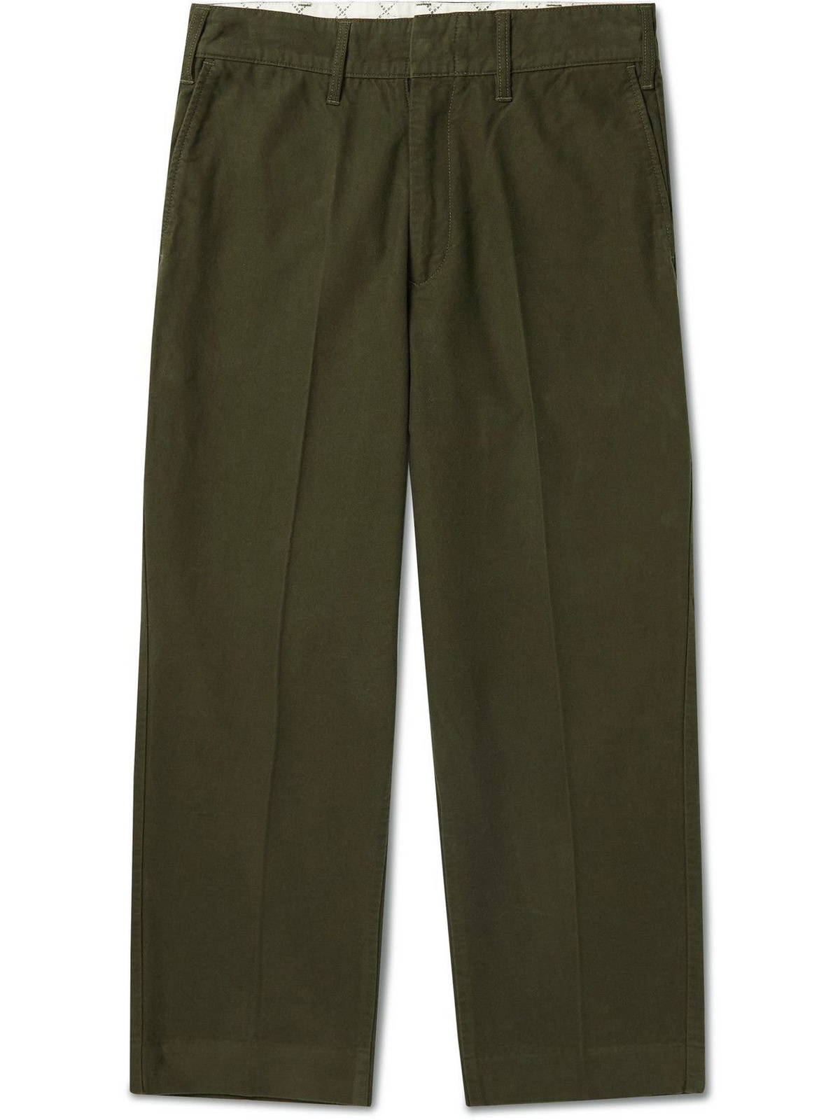 Flagstuff - Tapered Cropped Cotton-Blend Moleskin Trousers - Brown ...
