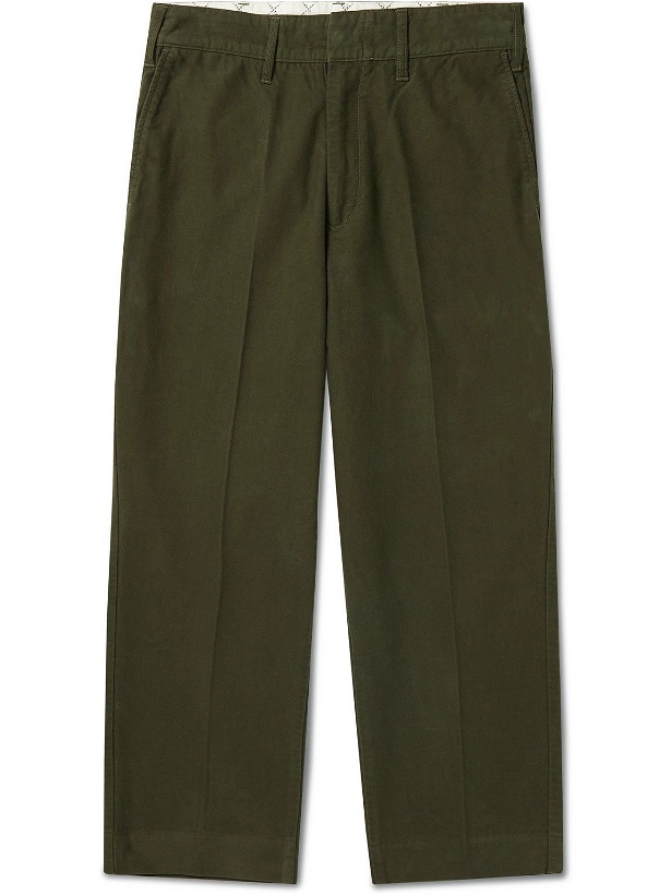 Photo: Flagstuff - Tapered Cropped Cotton-Blend Moleskin Trousers - Brown