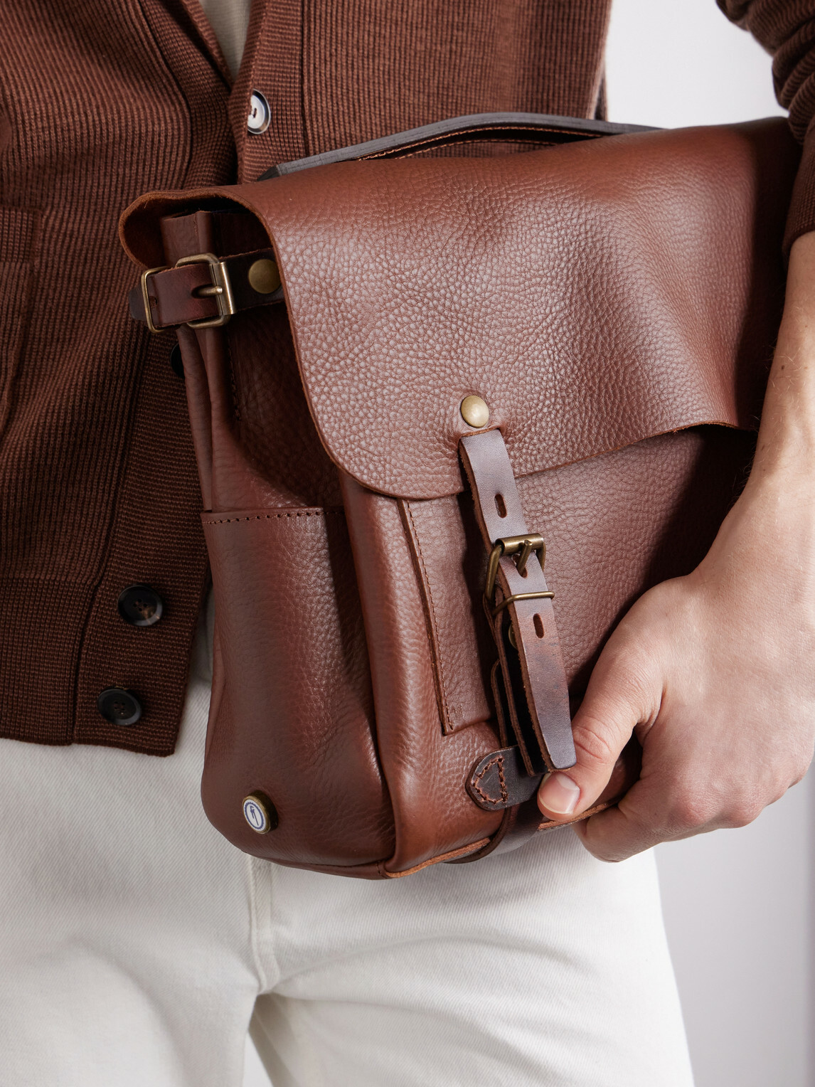 Bleu de Chauffe - Éclair Leather Messenger Bag