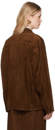 LE17SEPTEMBRE Brown Spread Collar Leather Jacket
