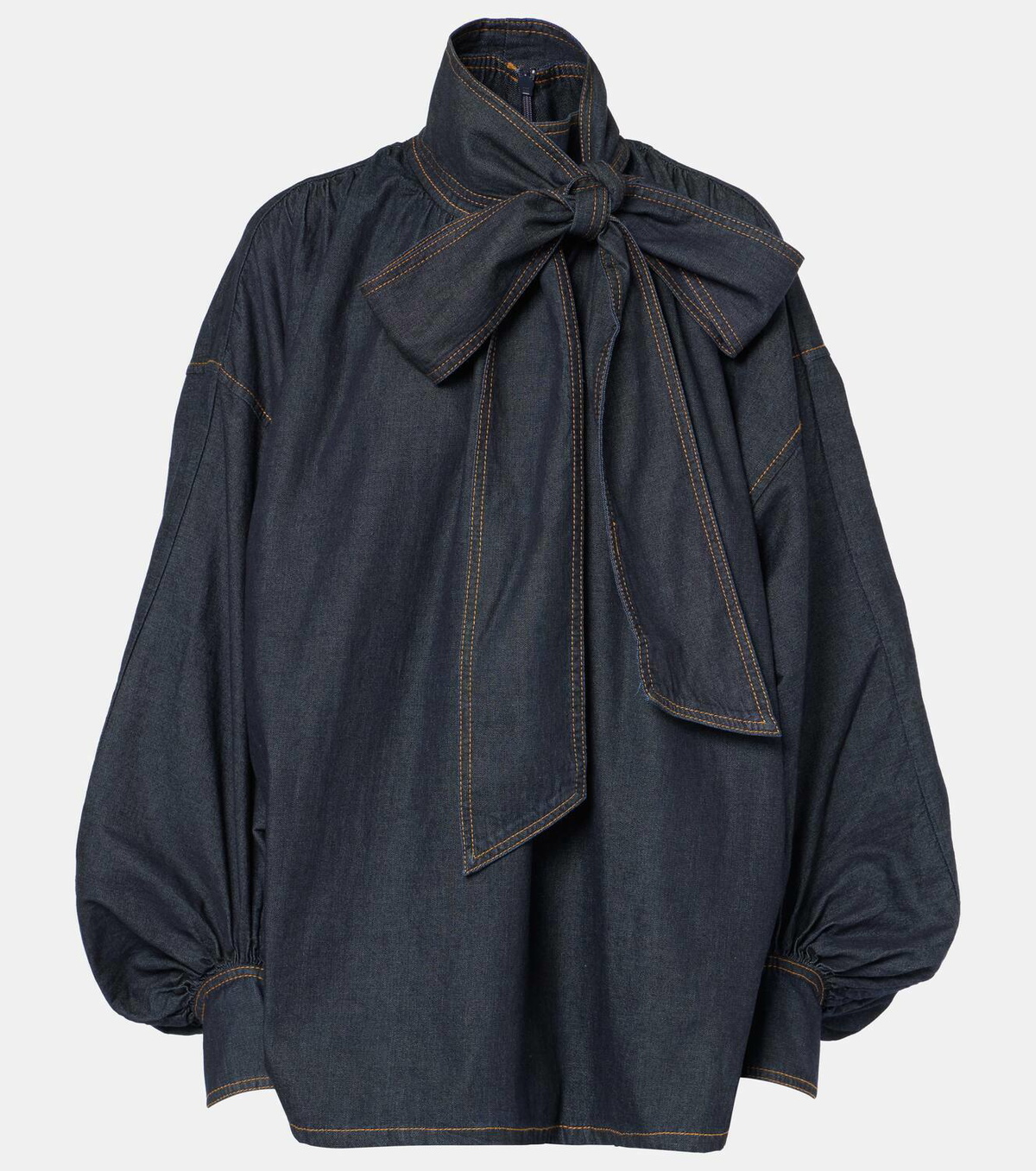 Zimmermann Illustration tie-neck denim blouse Zimmermann