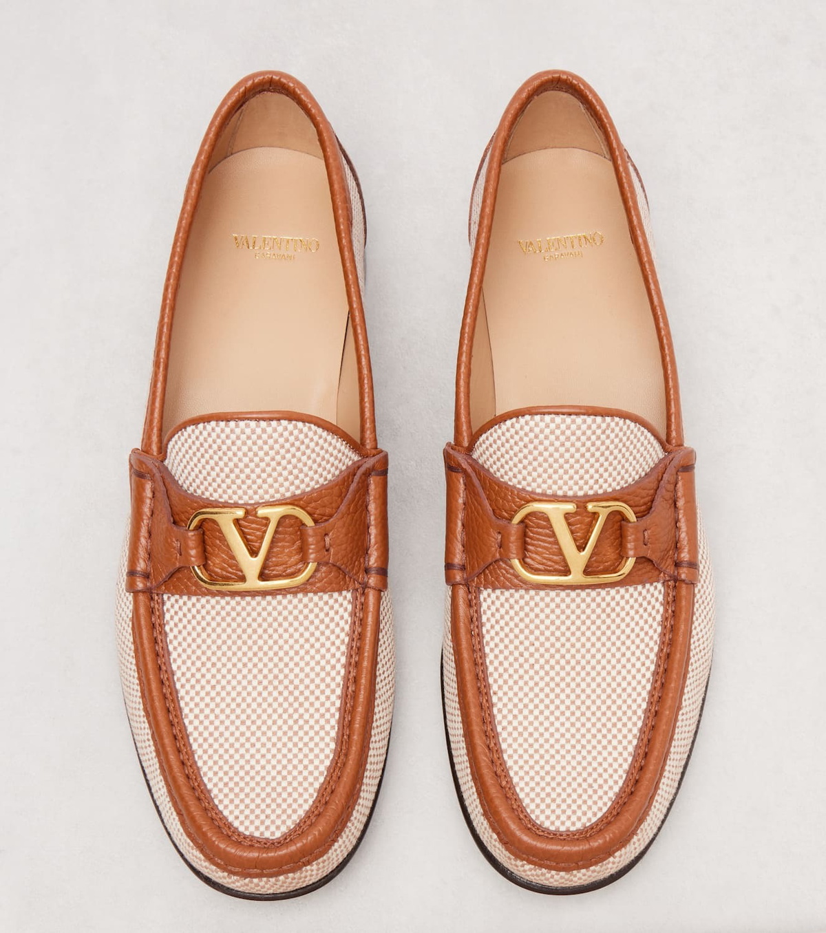 Valentino Garavani VLogo leather-trimmed canvas loafers