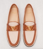 Valentino Garavani VLogo leather-trimmed canvas loafers