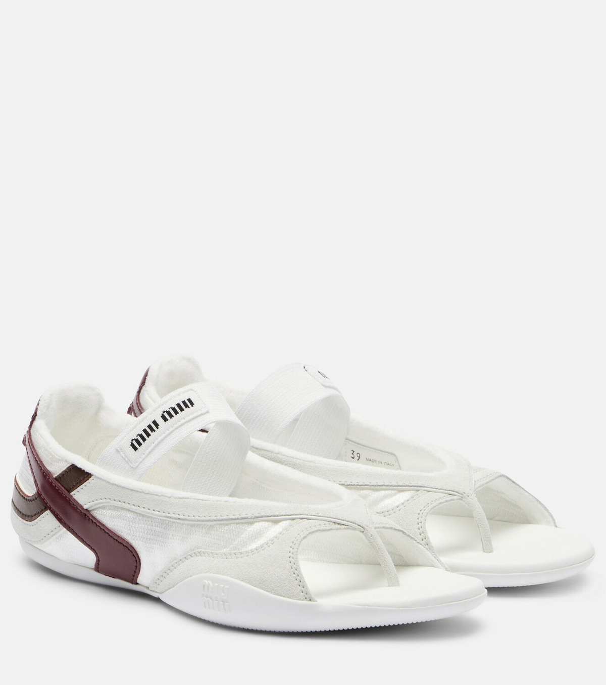 Miu Miu Gymnasium leather-trimmed thong sandals