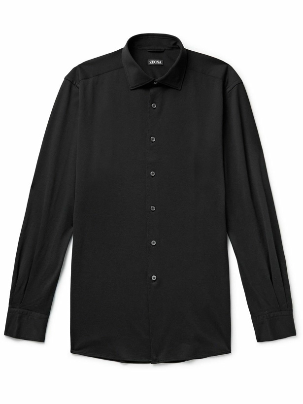 Photo: Zegna - Cotton-Piqué Shirt - Black