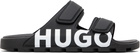Hugo Black Logo Double Touch-Closure Sandals