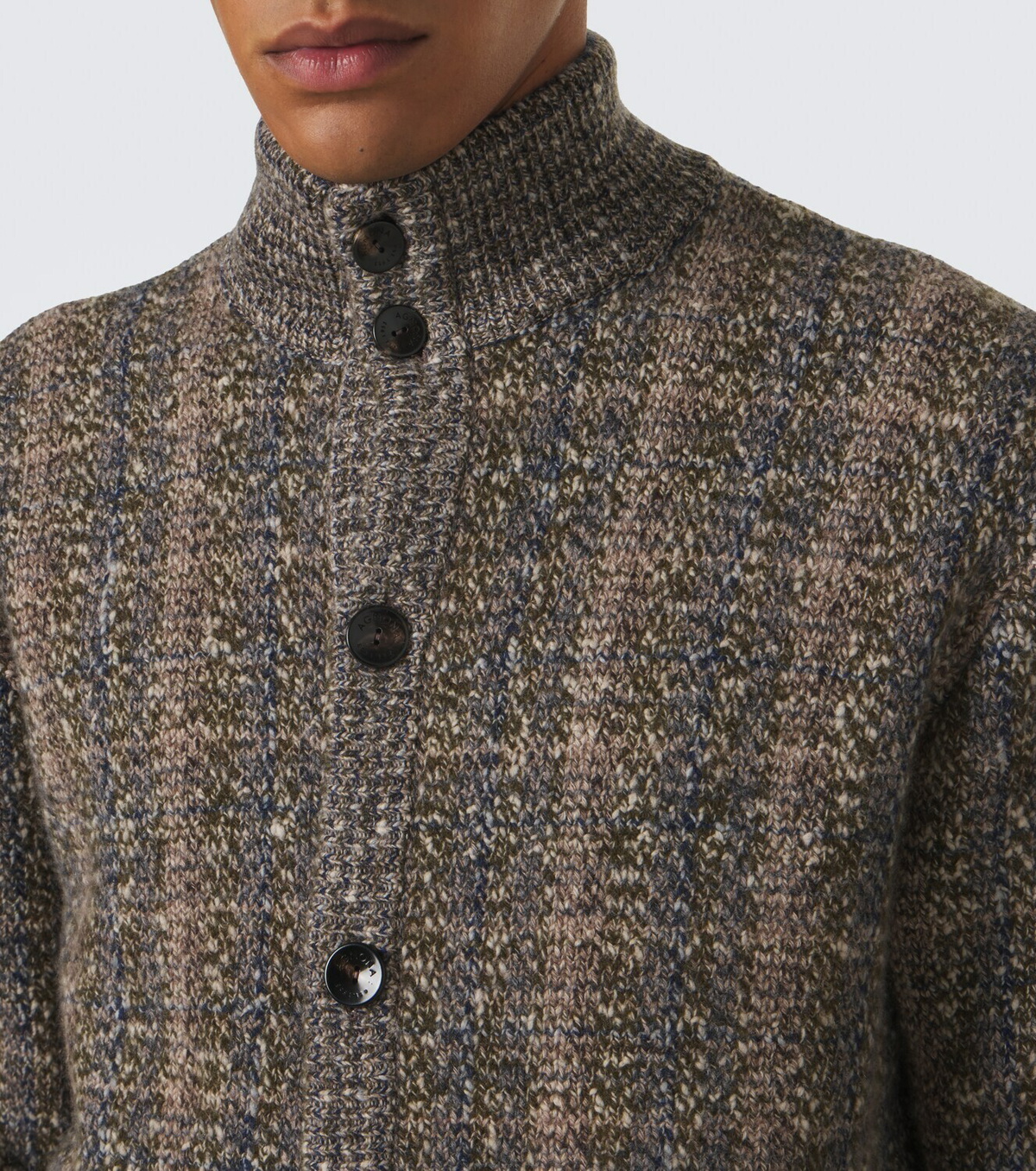 Agnona Checked wool and cashmere cardigan