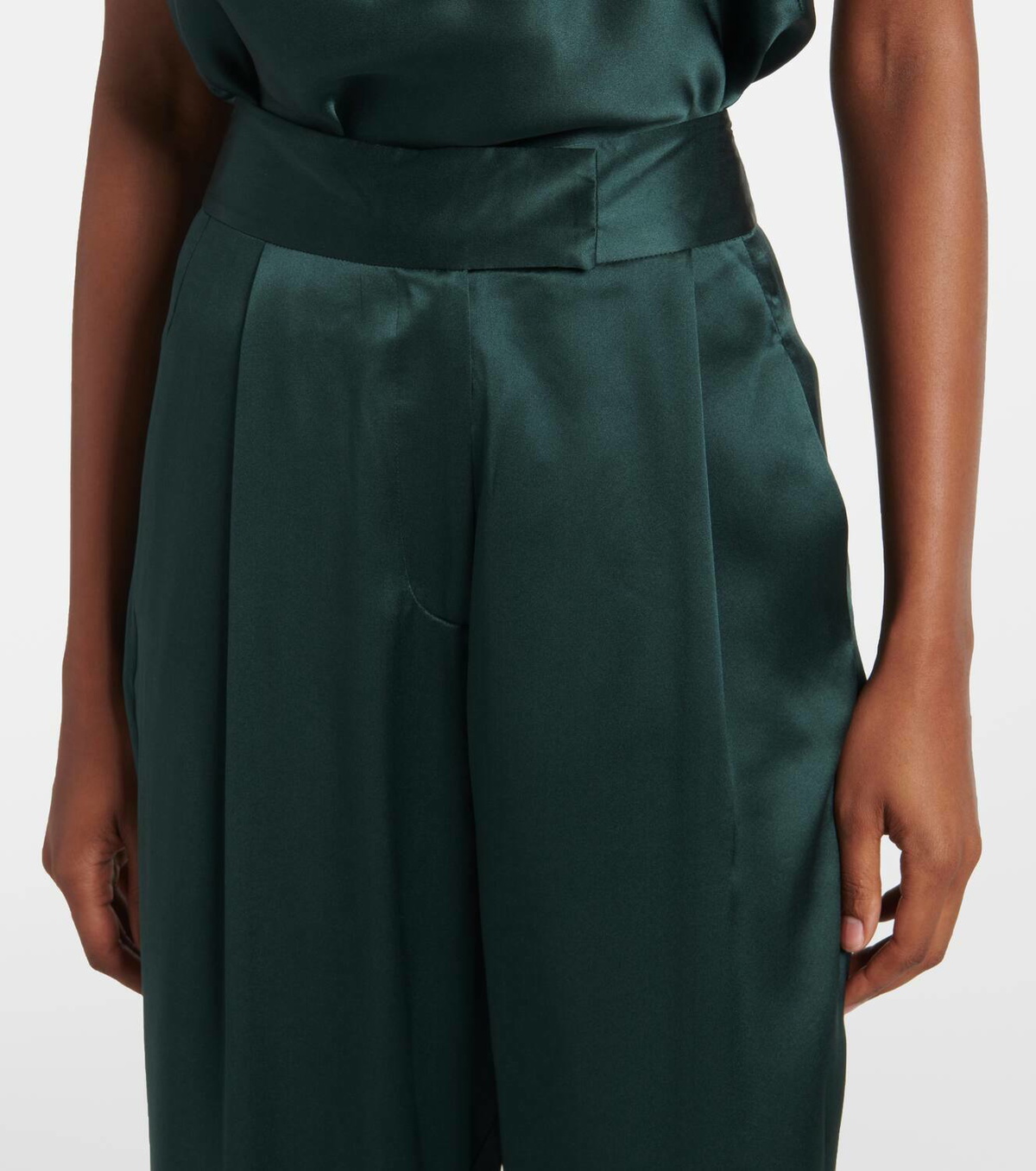 The Sei Pleated silk charmeuse wide-leg pants