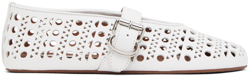 ALAÏA White Vienne Ballerina Flats