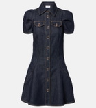 McQueen Puff-sleeve denim minidress