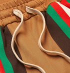 Gucci - Wide-Leg Striped Webbing-Trimmed Tech-Jersey Shorts - Brown