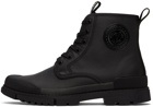 Versace Jeans Couture Black Leather Logo Ankle Boots