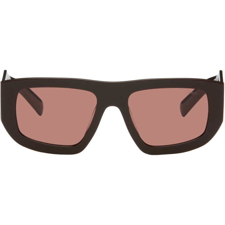 Photo: Prada Eyewear Brown Triangle Logo Sunglasses