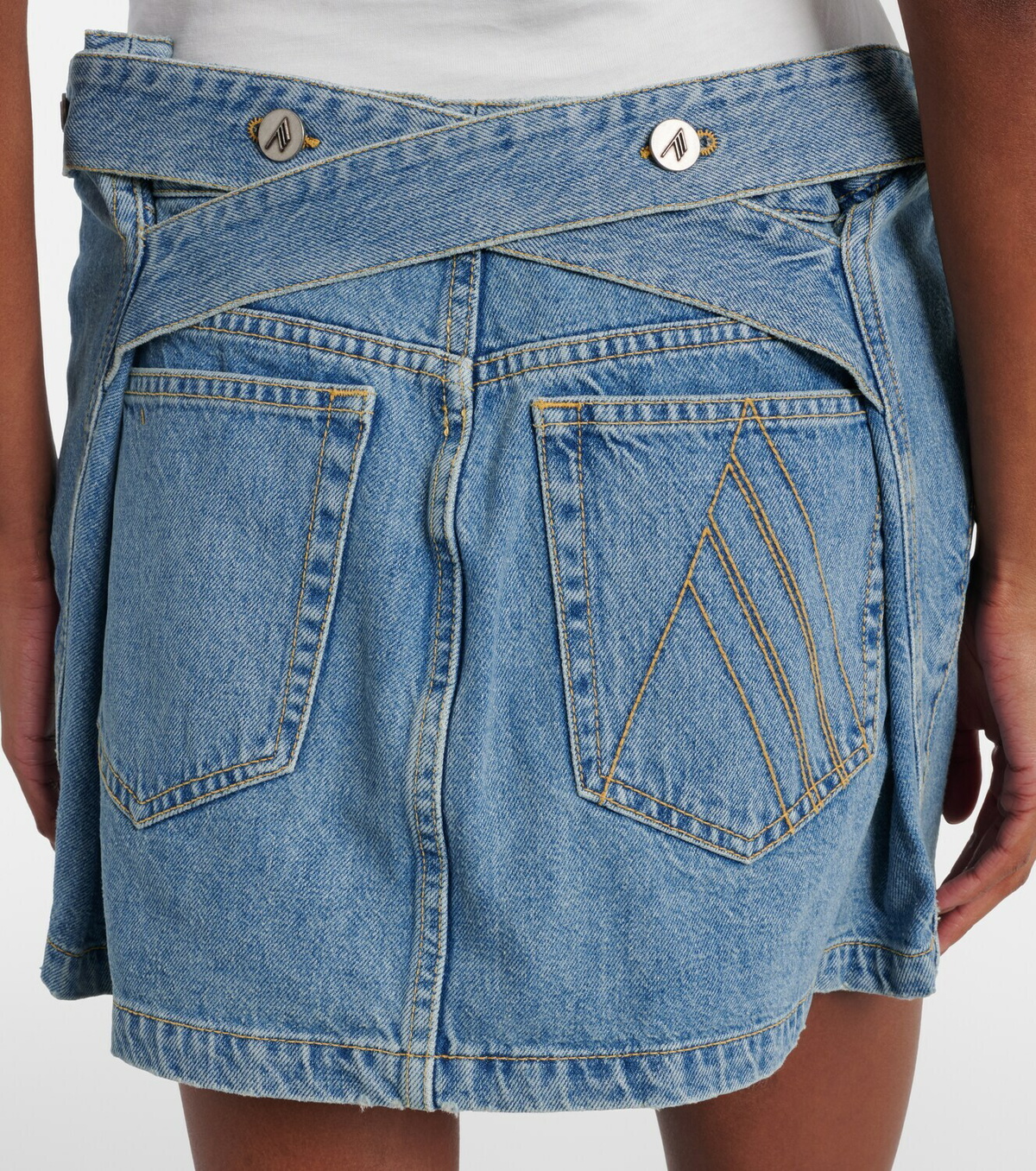 The Attico Belted denim miniskirt
