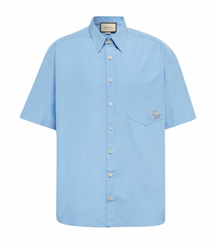 Photo: Gucci - Embroidered cotton poplin shirt