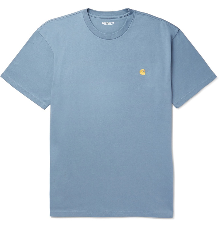 Photo: Carhartt WIP - Logo-Embroidered Cotton-Jersey T-Shirt - Blue