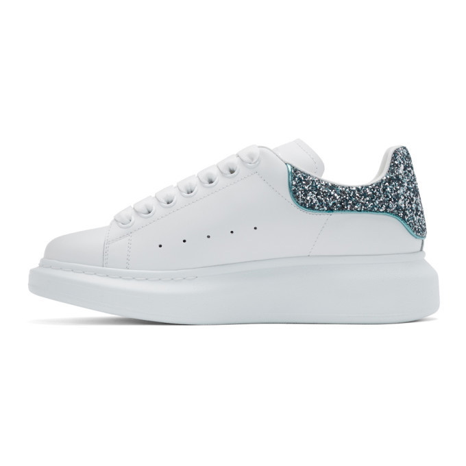 Alexander McQueen Glitter & Metallic Leather Platform Sneakers in Blue